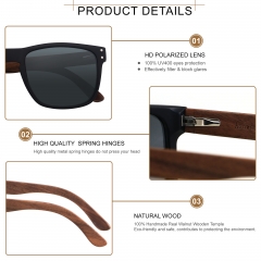 ANDWOOD Mens Sunglasses Polarized UV Protection Wooden Frame Beach Sun Glasses Womens Square Wood