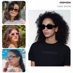 ANDWOOD 2 Pack Rectangle Sunglasses for Women Square Frames Trendy Retro Vintage 90s UV Protection Sun Glasses Small Face