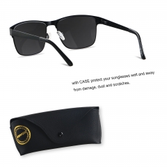 ANDWOOD Mens Sunglasses Polarized UV Protection Square Metal Frame Driving Fishing Hiking Golf Sun glasses Black Shades