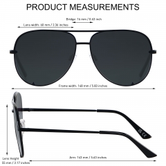 ANDWOOD Oversized Aviator Sunglasses for Women Men Big Large UV Protection Pilot Sun glasses Double Bridge Black Shades