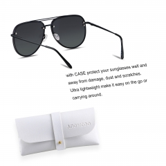 ANDWOOD Oversized Aviator Sunglasses for Women Men Big Large Rimless Metal Frame with Spring Hinges Sun glasses Black Shades