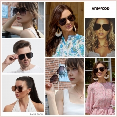 ANDWOOD Oversized Aviator Sunglasses for Women Men Big Large Rimless Metal Frame with Spring Hinges Sun glasses Black Shades