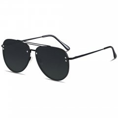 ANDWOOD Oversized Aviator Sunglasses for Women Men Big Large Rimless Metal Frame with Spring Hinges Sun glasses Black Shades