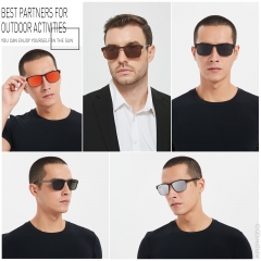 ANDWOOD Mens Sunglasses Polarized UV Protection Square Metal Frame Driving Fishing Hiking Golf Sun glasses Black Shades