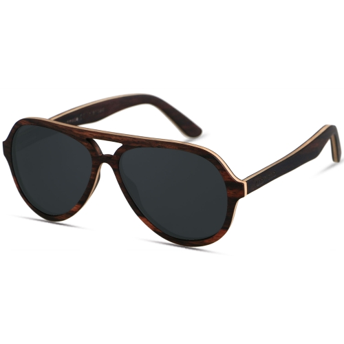 ANDWOOD Wood Sunglasses Polarized for Men Women UV Protection Wooden Sun Glasses Bamboo Shades Aviator Walnut Ebony Handmade