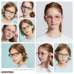 ANDWOOD Blue Light Glasses Kids Girls Boys 3 Pack Computer Gaming Anti Blue Ray Age3-12 TR90 Frame Unbreakable Eyeglasses