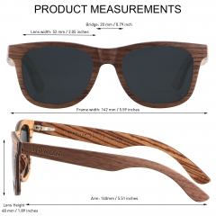 ANDWOOD Wood Sunglasses Polarized for Men Women UV Protection Wooden Sun Glasses Bamboo Shades Walnut Black Handmade