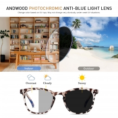 ANDWOOD Photochromic Sunglasses for Women Men UV Protection Blue Light Blocking Glasses Computer Filter Bluelight Blocker Anti Blue Ray