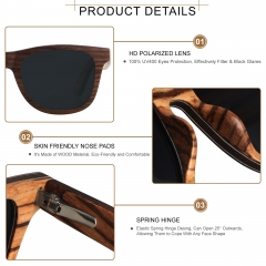 ANDWOOD Wood Sunglasses Polarized for Men Women UV Protection Wooden Sun Glasses Bamboo Shades Walnut Black Handmade