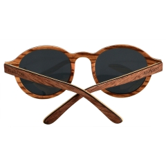 ANDWOOD Wood Sunglasses Polarized for Men Women UV Protection Wooden Sun Glasses Bamboo Shades Round Black Handmade