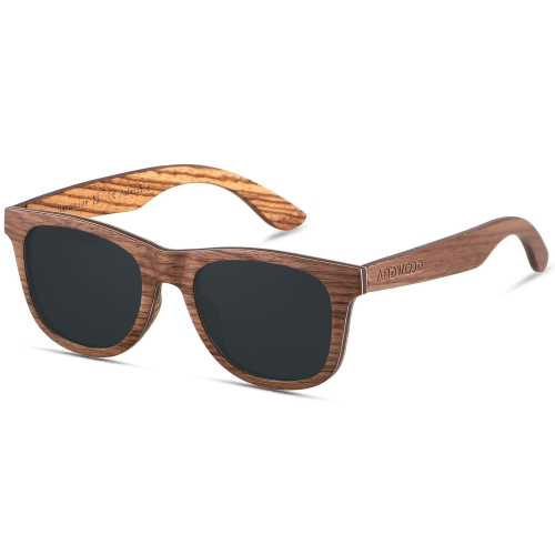 ANDWOOD Wood Sunglasses Polarized for Men Women UV Protection Wooden Sun Glasses Bamboo Shades Walnut Black Handmade