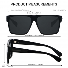 ANDWOOD Square Polarized Sunglasses For Men Women UV Protection Oversized Flat Top Big Shades Fashion Driving Sun glasses Black