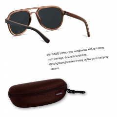 ANDWOOD Wood Sunglasses Polarized for Men Women Uv Protection Wooden Sun Glasses Bamboo Shades Aviator Handmade