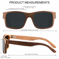 ANDWOOD Big Frame 100% Real Wood Sunglasses With Polarized Lenses UV Protection