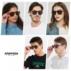 ANDWOOD Square Aviator Sunglasses Polarized Mens Womens UV Protection Sun glasses