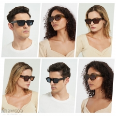 ANDWOOD Thick Frame Rectangle Sunglasses Mens Womens Chunky Retro Sun glasses Simple Designer Rectangular Shades Square