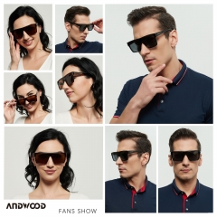 ANDWOOD Square Polarized Sunglasses For Men Women UV Protection Oversized Flat Top Big Shades Fashion Driving Sun glasses 2 Pack