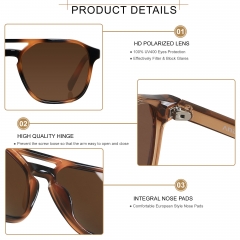 ANDWOOD Trendy Aviator Polarized Sunglasses Men Women Square 70s Stylish Frame Sun Glasses Rectangle Shades