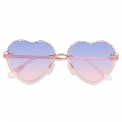 ANDWOOD Trendy Heart Shaped Sunglasses Womens Rhinestone Love Eye Sun glasses Metal Lovely Fashion Diamond Sunnies