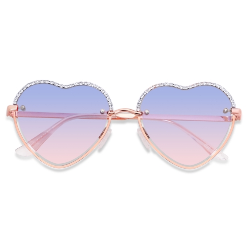 ANDWOOD Trendy Heart Shaped Sunglasses Womens Rhinestone Love Eye Sun glasses Metal Lovely Fashion Diamond Sunnies