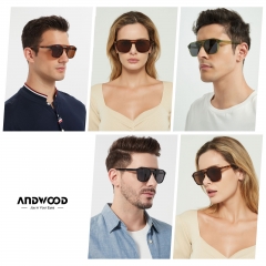 ANDWOOD Trendy Aviator Polarized Sunglasses Men Women Square 70s Stylish Frame Sun Glasses Rectangle Shades