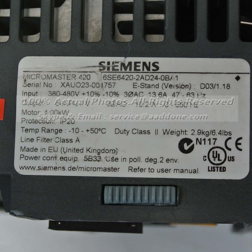 Siemens 6SE6420-2AD24-0BA1 4KW Inverter