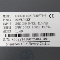 KCLY K0C600-022G030PT4-B 22KW380V Inverter
