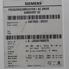 Siemens 6SE7022-6EC21 Simovert Masterdrive Inverter Frequency Drive