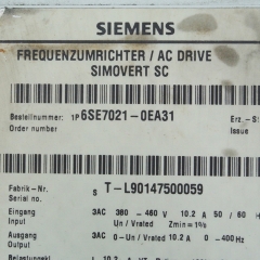 Siemens 6SE7021-0EA31 Simovert MasterDrive 4KW Inverter Converter