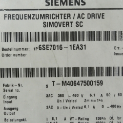 Siemens 6SE7016-1EA31 MasterDrive Inverter Frequency Drive