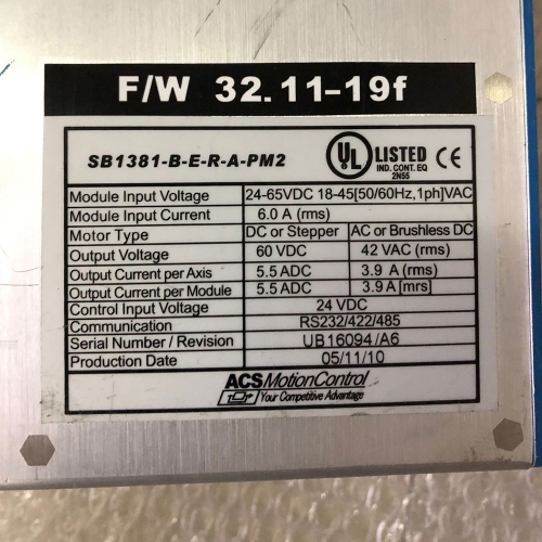 ACS SB1381-B-E-R-A-PM2 Servo Drive