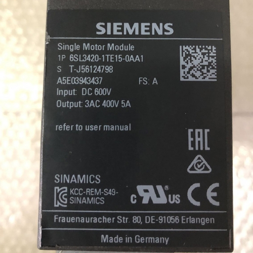 Siemens 6SL3420-1TE15-0AA1 Servo Drive