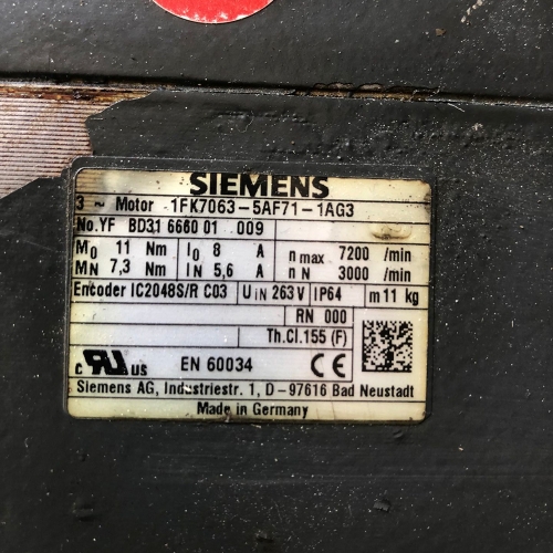 Siemens 1FK7063-5AF71-1AG3 Servo Motor