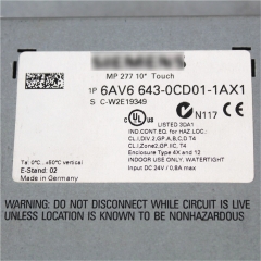 Siemens HMI touch panel 6AV6643-0CD01-1AX1