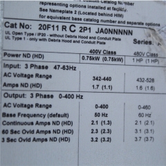 Allen-Bradley INVERTER 20F11RC2P1JA0NNNNN