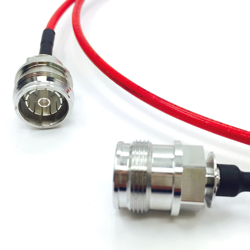 Plenum rated RG402 cable(Red) with both 4.3-10 Female connectors