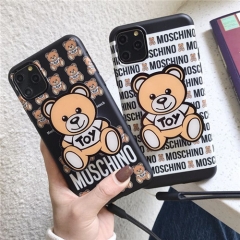 モスキーノmoschino iphone 11/11 pro/xs max ケース熊型 熊 ブランド アイフォン xr/x/xs マックス  かわいいカバー ジャケット iphone7 8plus スマホケース お洒落 ストラップ付き