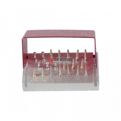 20pcs Dental Handpiece Diamond Burs + Disinfection Sterilizing Block Holder Red