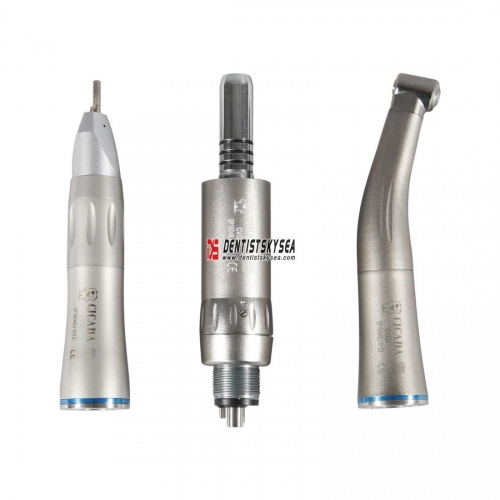 Dental Low Speed Handpiece Kit Contra Angle Straight Air Motor 4Hole CICADA Inner Spray