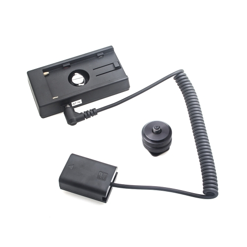 Sony NP-FW50 full decoding Dummy battery + NP-L Series F970 battery plate adapter (coiled cable)