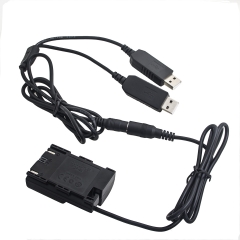 Canon LP-E6 full decoding Dummy battery +5V 2A dual USB cable