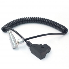 0.5m D-tap to right-angle 2 pin power coiled cable for Vaxis,CVW,Teradek wireless Video Transmission System