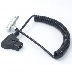 0.5m D-tap to right-angle 2 pin power coiled cable for Vaxis,CVW,Teradek wireless Video Transmission System