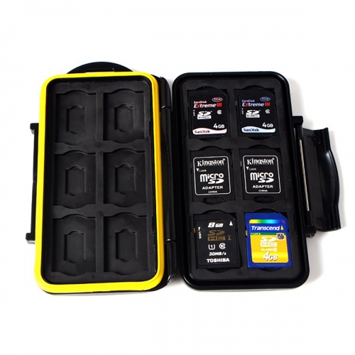 Waterproof Memory Card Case for 12 SD, 12 TF/ microSD Cards