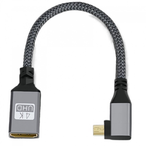 0.2m 4K Left-angle Micro HDMI Male to Standard HDMI Female Cable