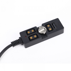 0.5-2m Coiled Male D-TAP to 3 Port Female D-Tap with USB-A 2.0 Splitter with 1/4