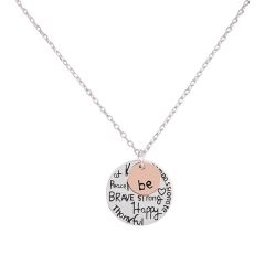 Sterling Silver Inspirational Necklace "Thankful, Brave, Happy, Kind, True, Strong" Perfect Gift for Her