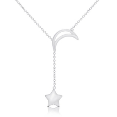 China Wholesale 925 Sterling Silver Crescent Moon and Star Lariat Necklace