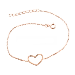 Fine Jewelry Sterling Silver High Polish Small Heart Bracelet for Girls