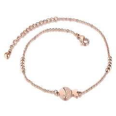 Rose Gold Plated Sterling Silver Beads Charm Bracelet With Link Chain